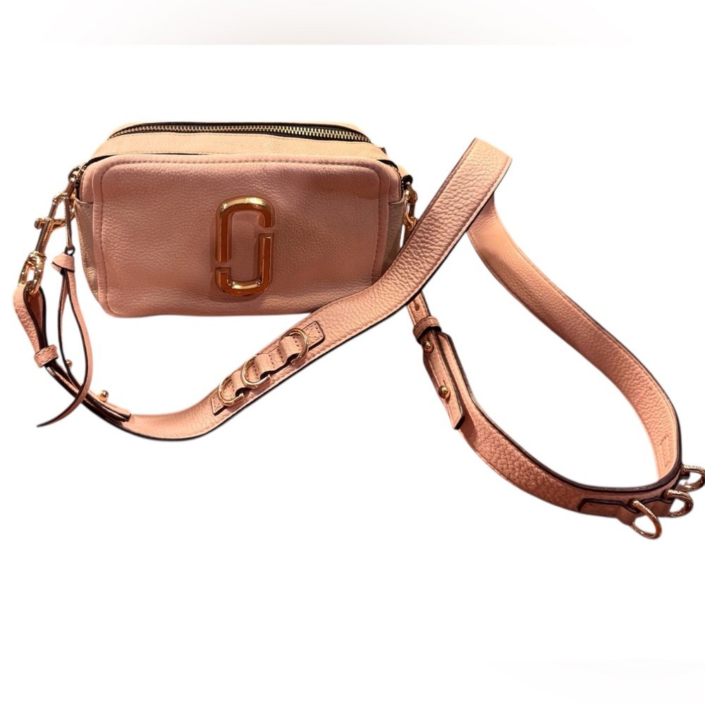 Marc By Marc Jacobs Soft Shot 21 Light Pink/Grey/Gold Leather Crossbody Bag $350